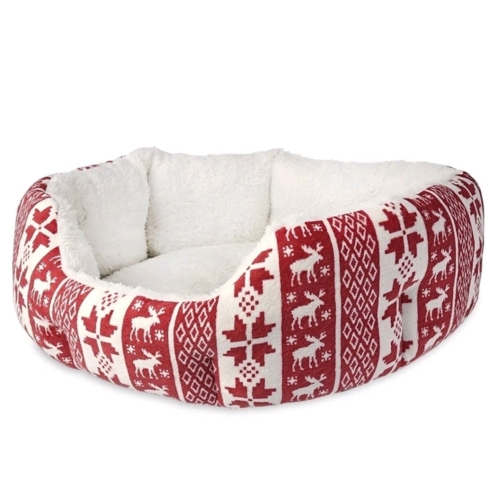 Vibrant Life Pet Bed for Cats/Dogs Red Fair Isle Small Up to 20 lbs 18x16" NIP